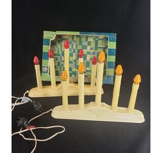 Set of 2 Vintage Peerless 5 Light Electric Window Candoliers & Bulbs Christmas